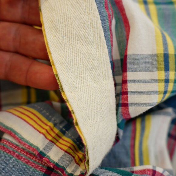 Tommy Hilfiger Plaid Short Sleeve Plaid Button Down 2XL Blue White Green Yellow - Picture 11 of 11